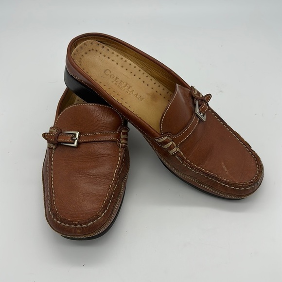 Cole Haan Country Womens Mules Slides Driving Mocs Sz 6B Saddle Leather - Picture 1 of 12
